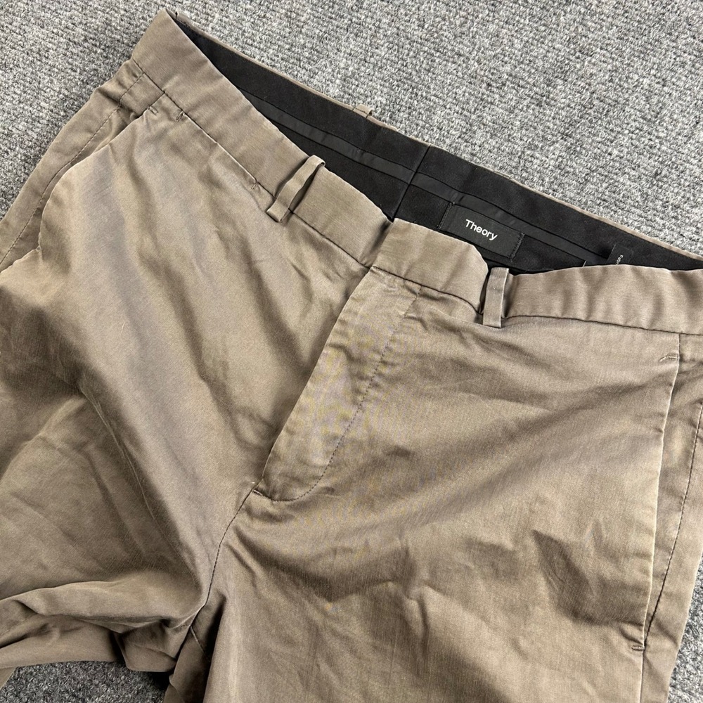 Theory Jake W Stretch Broken Twill Pants Mens 30 Brown Straight Leg Trousers